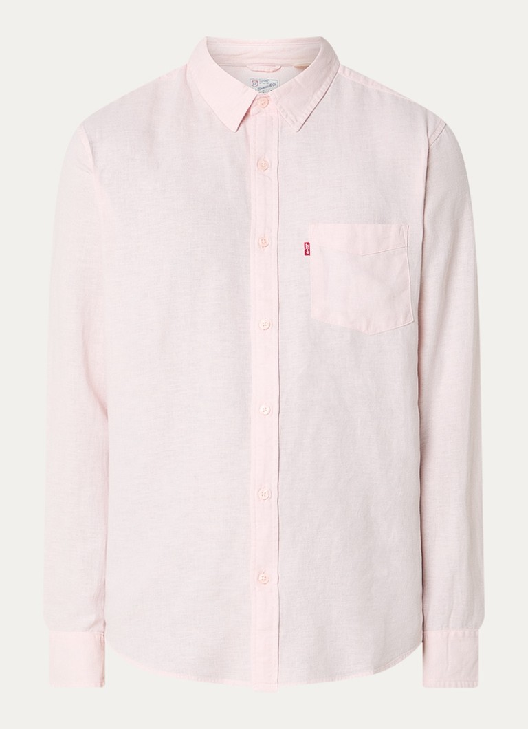 Levi's Heren Sunset regular fit overhemd in linnenblend in de kleur Lichtroze