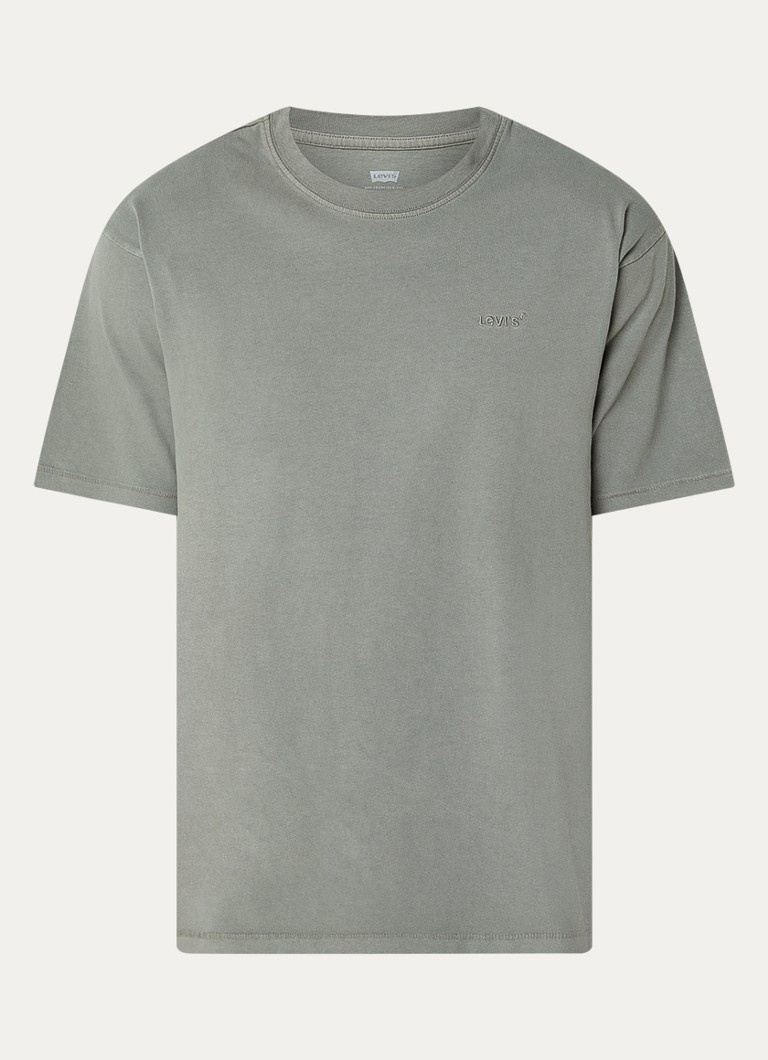 Levi's Heren T-shirt met logoborduring in de kleur Olijfgroen