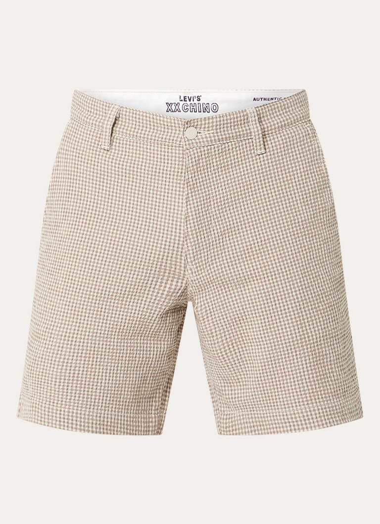 Levi's Heren XX straight fit korte broek met ruitdessin in de kleur Beige