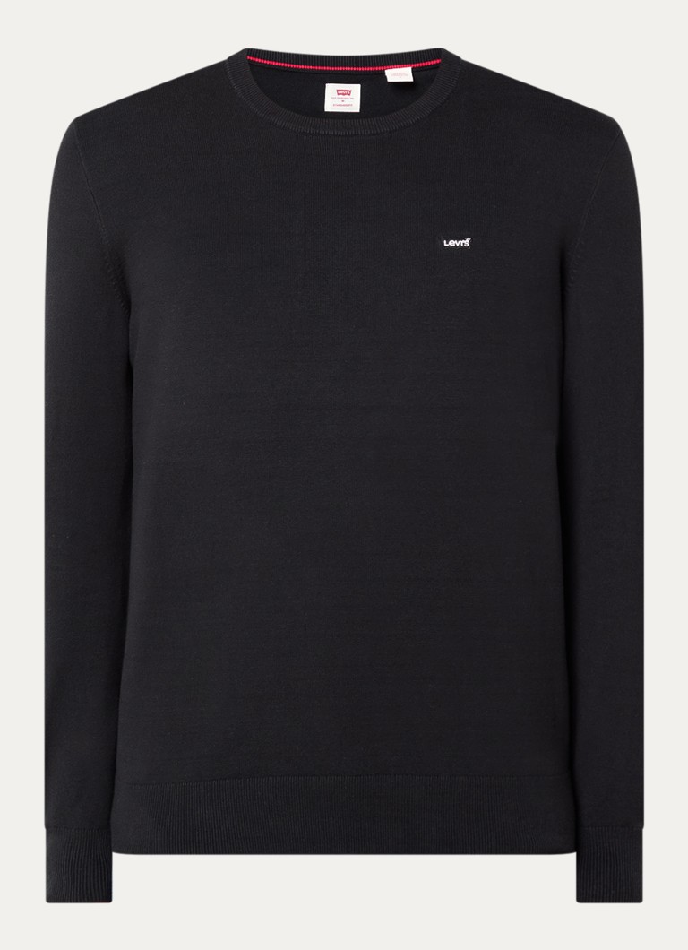 Levi's Heren Longsleeve met logoborduring in de kleur Zwart