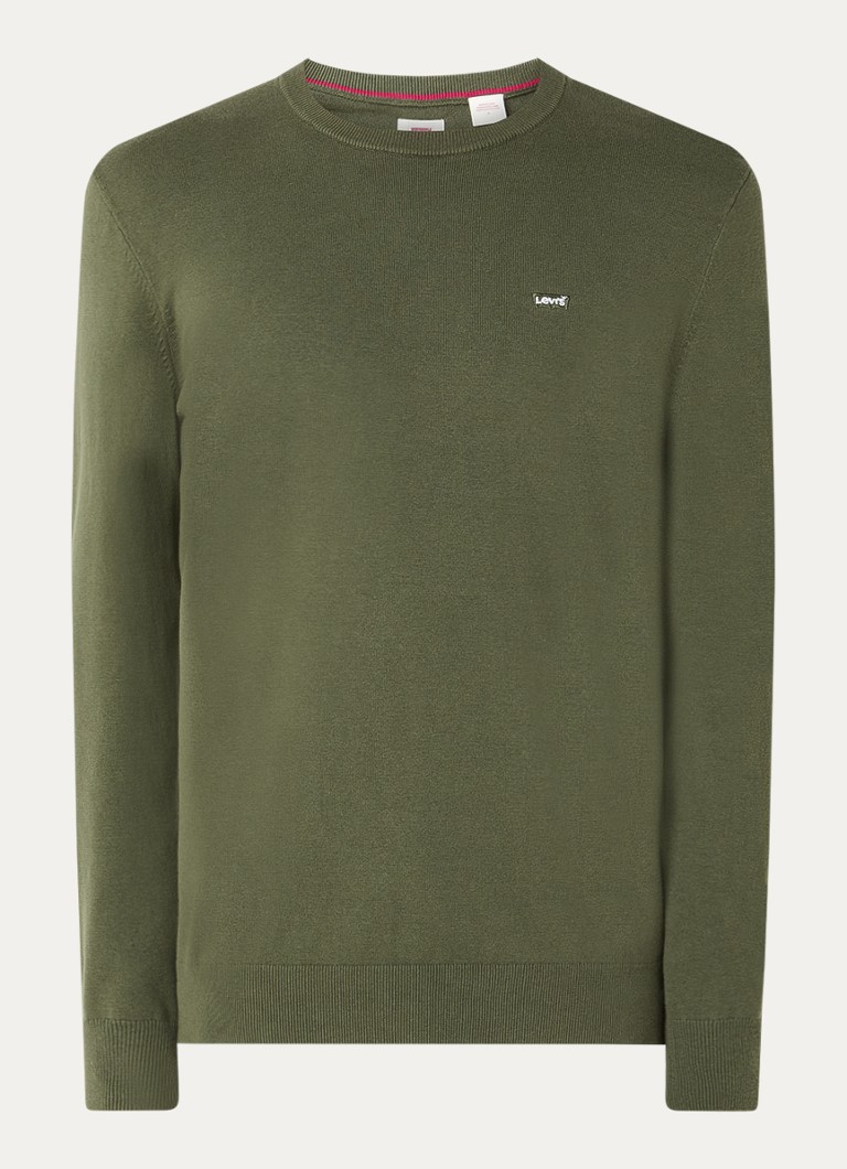 Levi's Heren Fijngebreide pullover met logo in de kleur Bronsgroen
