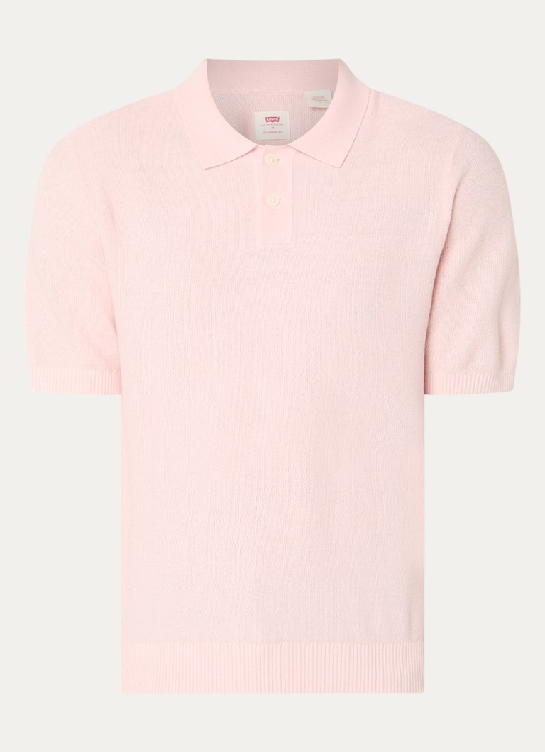 Levi's Heren Grofgebreide regular fit polo in linnenblend in de kleur Roze