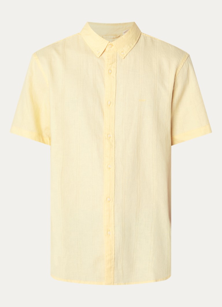 Levi's Heren Comfort fit overhemd in linnenblend met structuur in de kleur Lichtgeel