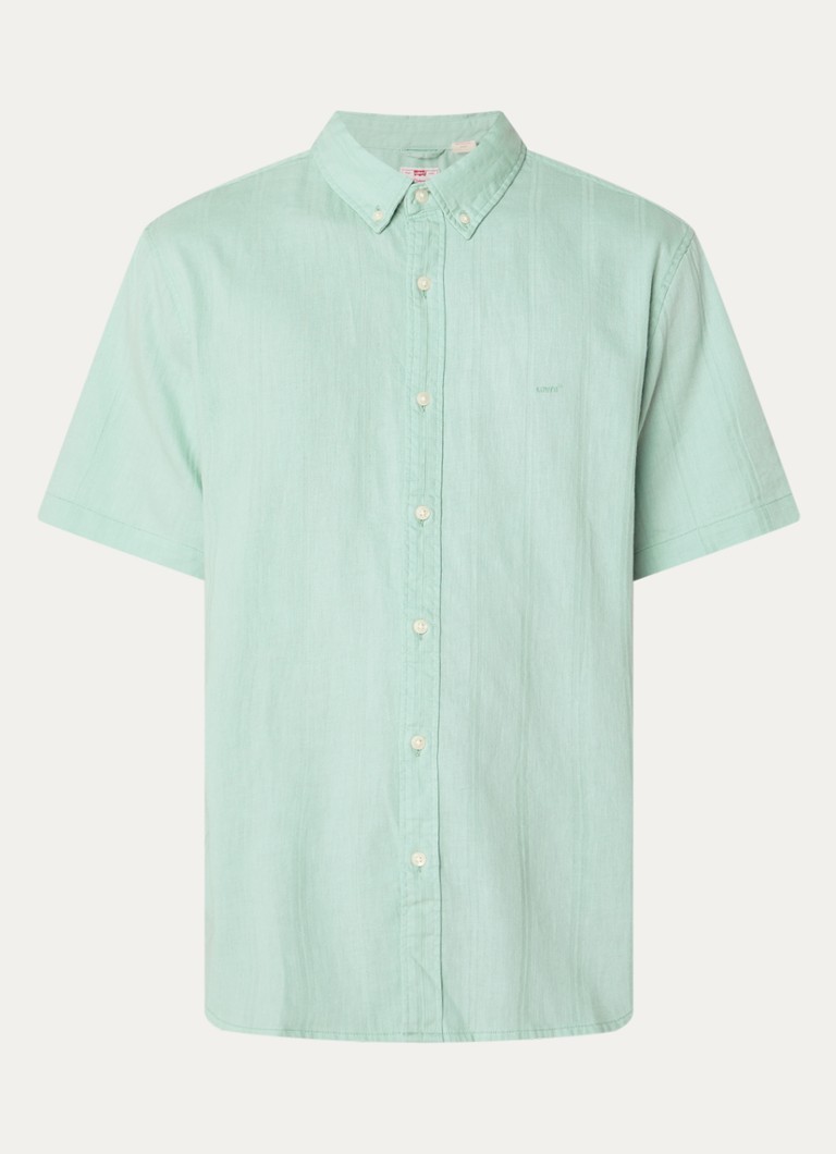 Levi's Heren Comfort fit overhemd in linnenblend met structuur in de kleur Mint
