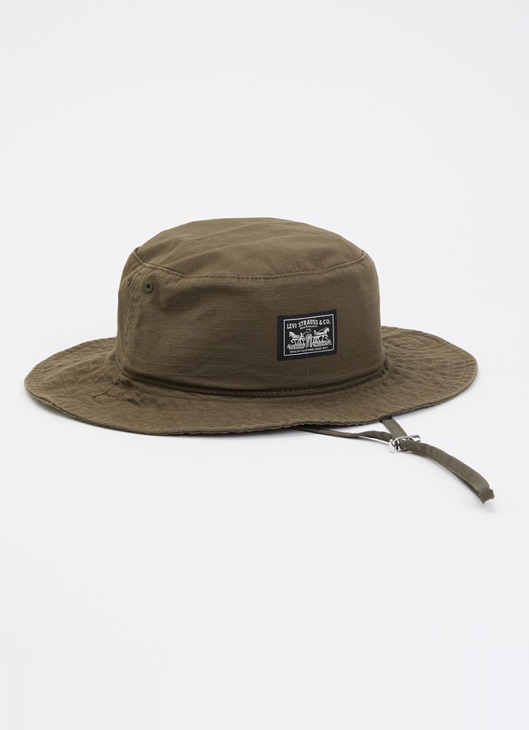 Levi's Heren Summer drawstring bucket hat van denim in de kleur Legergroen