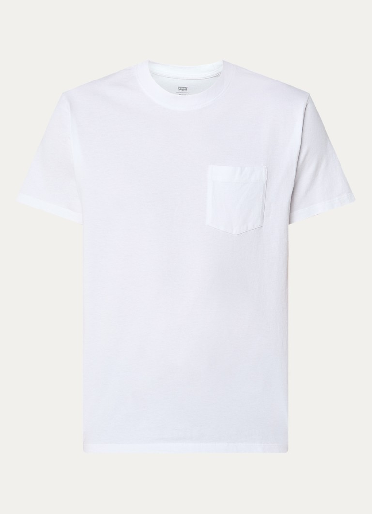 Levi's Heren T-shirt met borstzak in de kleur Wit