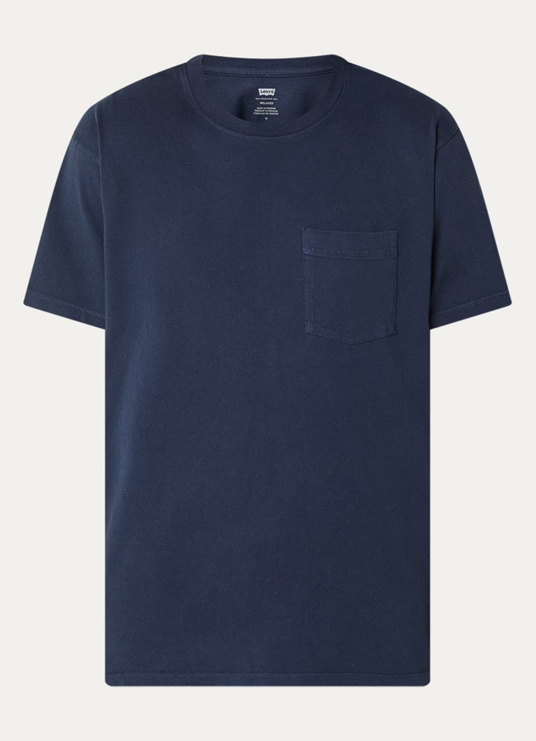 Levi's Heren T-shirt met borstzak in de kleur Donkerblauw