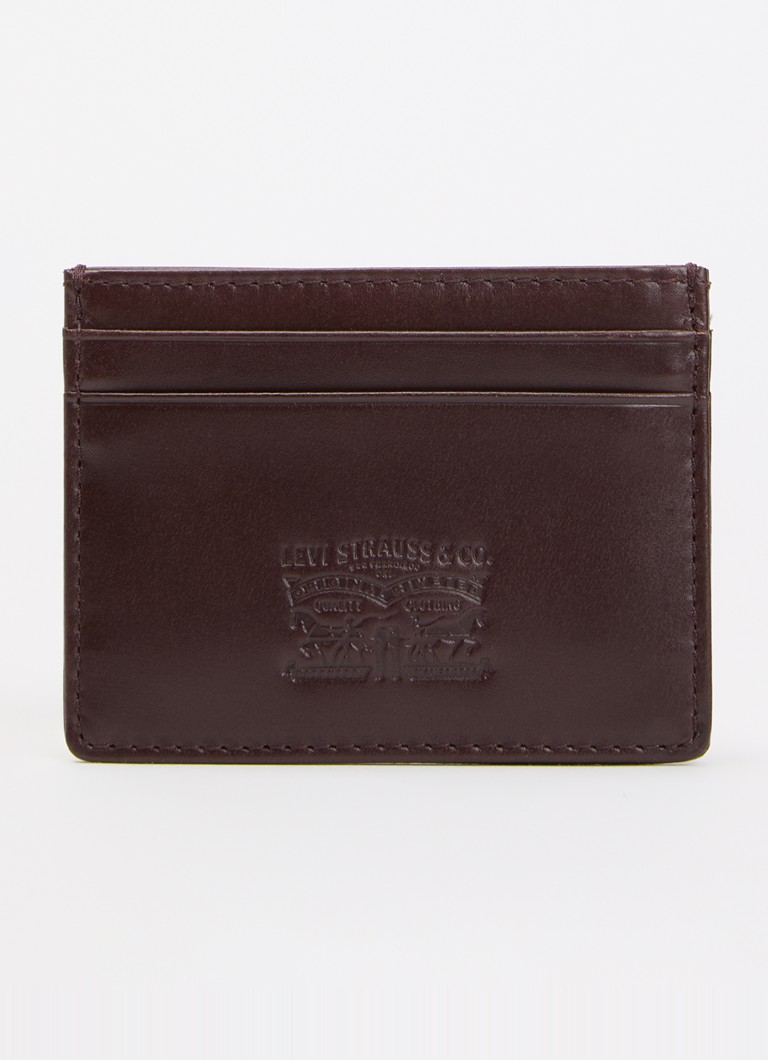 Levi's Heren Pasjeshouder van leer met logo in de kleur Bruin