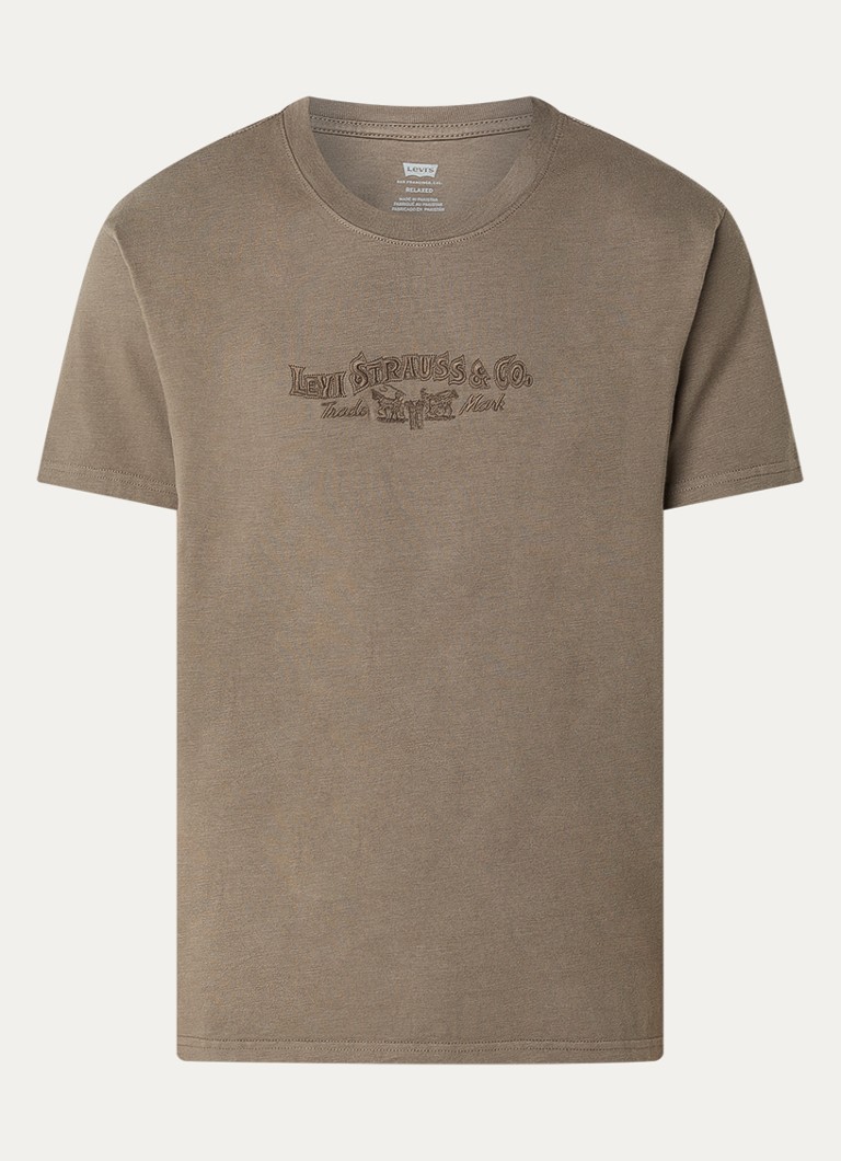 Levi's Heren T-shirt met logoborduring in de kleur Bronsgroen