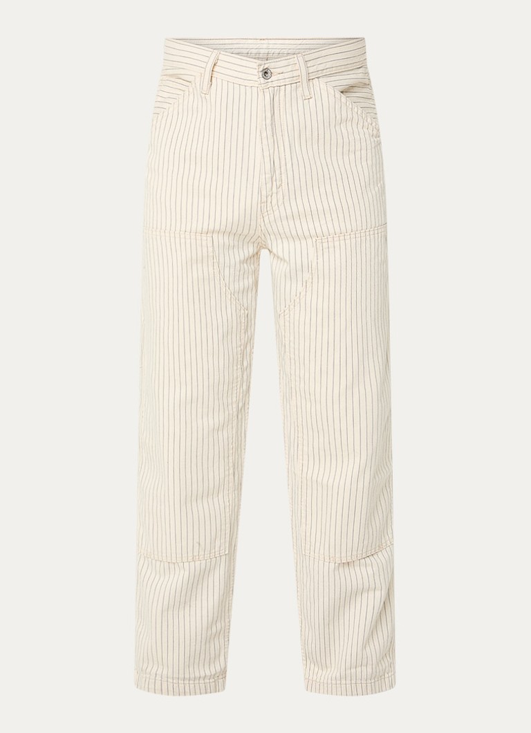Levi's Heren 568 Loose fit cargobroek van denim met gekleurde wassing en streepprint in de kleur Gebroken wit