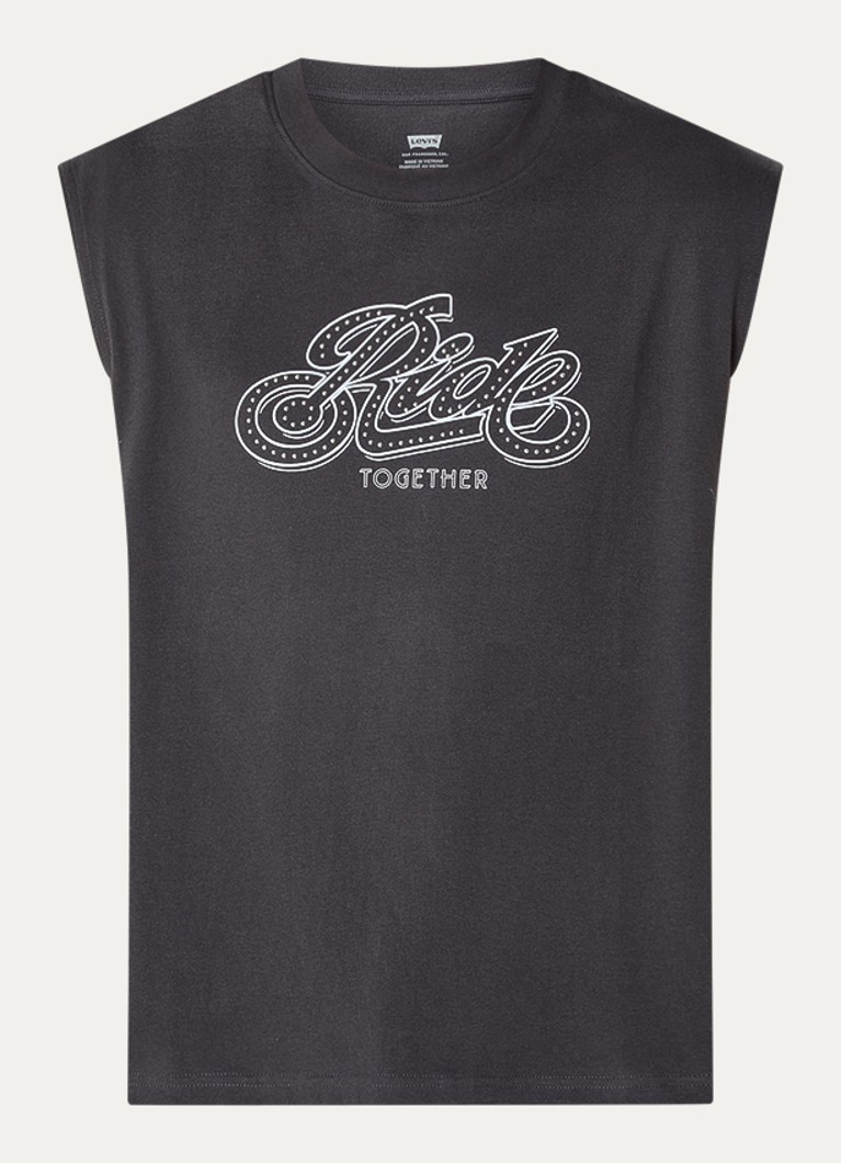 Levi's Heren Cropped tanktop met strass in de kleur Antraciet