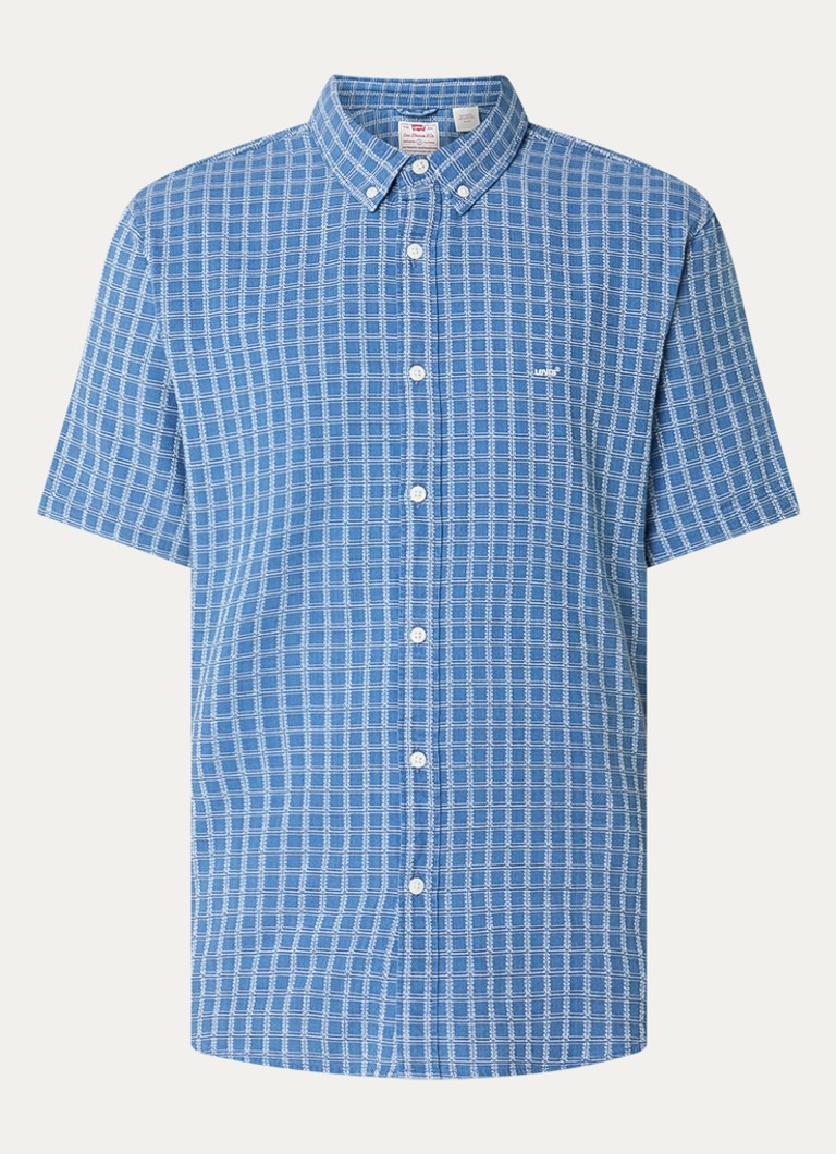 Levi's Heren Regular fit overhemd met ruitdessin en logo in de kleur Staalblauw