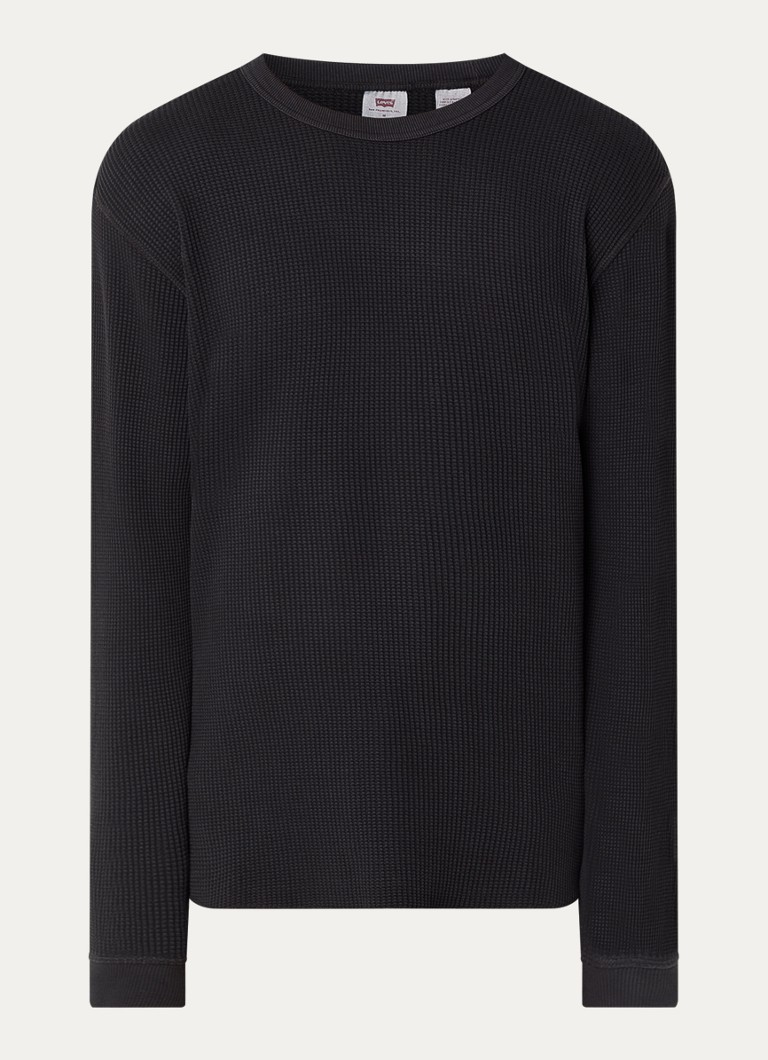Levi's Heren Ribgebreide trui met logo in de kleur Zwart