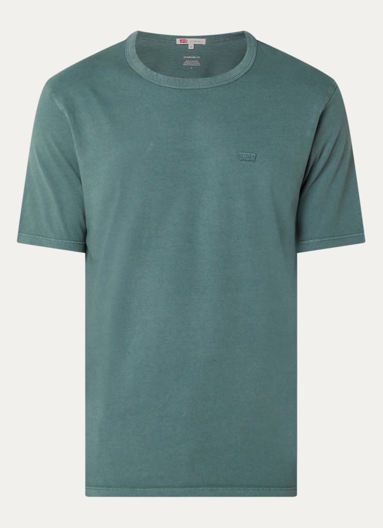 Levi's Heren T-shirt met logoborduring in de kleur Zeegroen