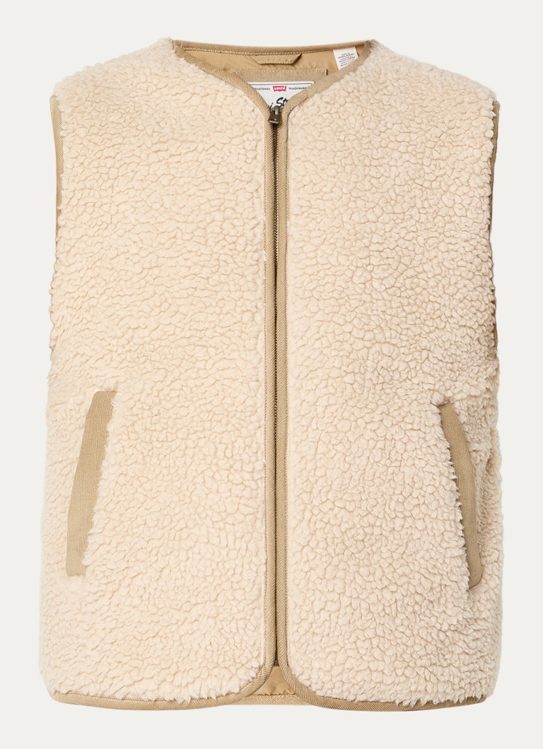 Levi's Heren Bodywarmer van teddy met steekzakken in de kleur Beige