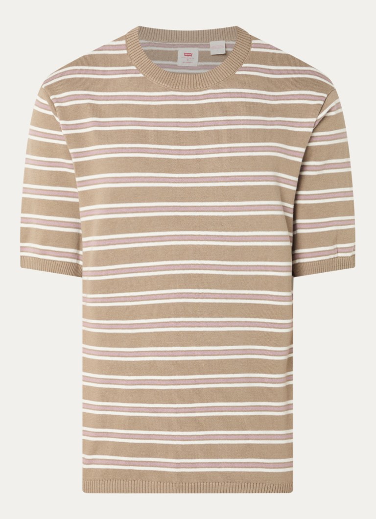 Levi's Heren T-shirt met streepprint in de kleur Beige