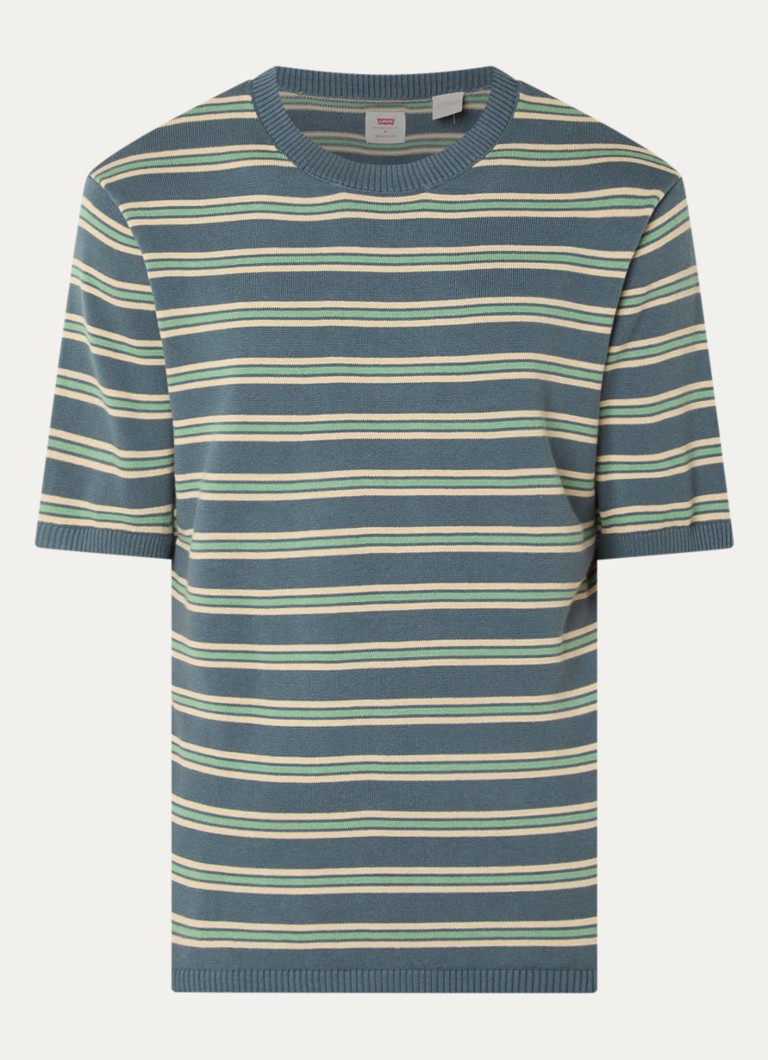Levi's Heren T-shirt met streepprint in de kleur Staalblauw