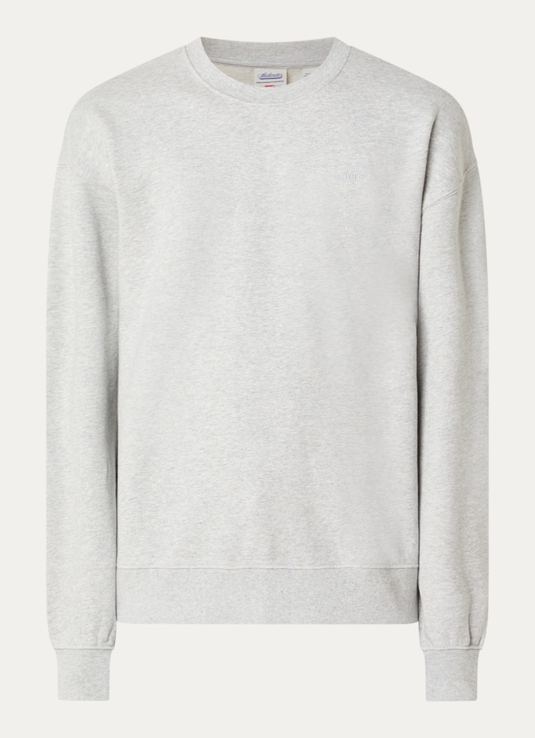 Levi's Heren Authentic sweater met gemêleerd dessin en logoborduring in de kleur Grijsmele