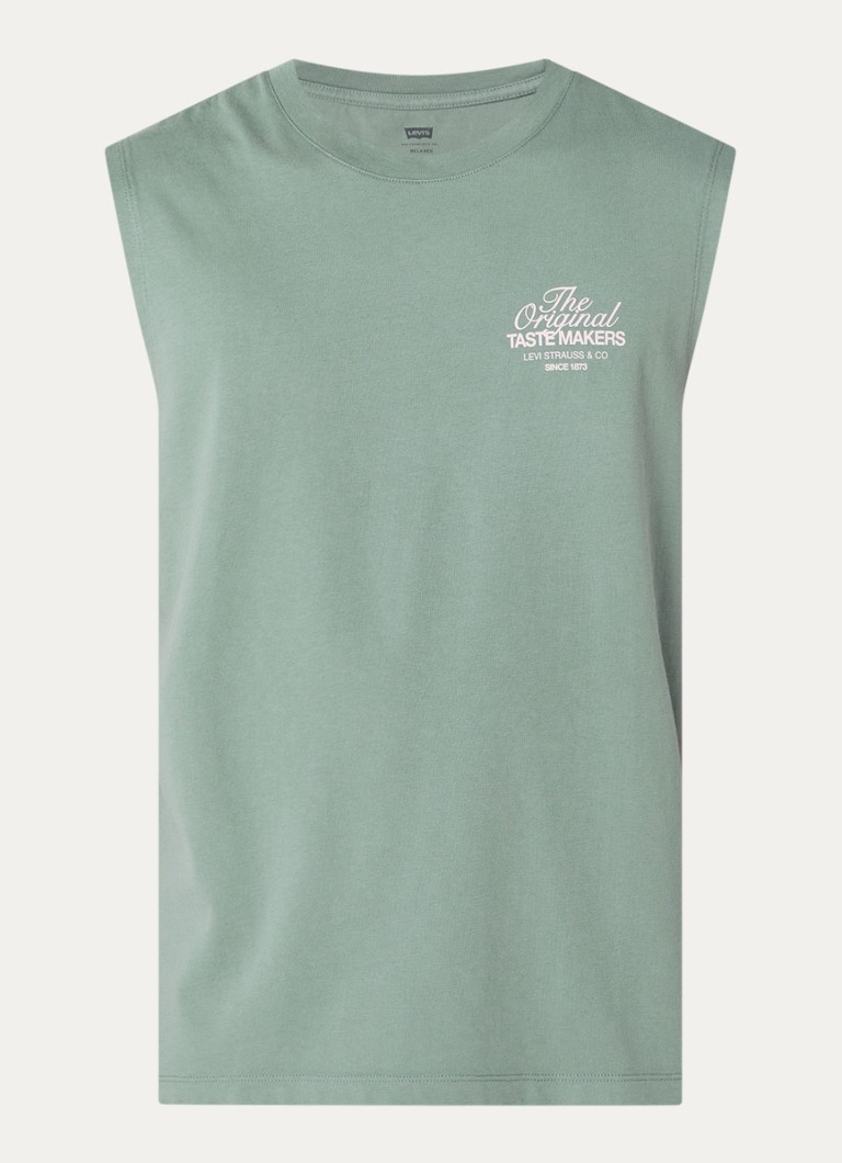 Levi's Heren T-shirt met logo- en backprint in de kleur Zeegroen