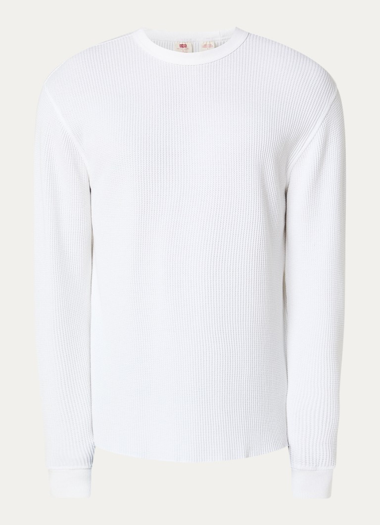 Levi's Heren Longsleeve met structuur in de kleur Wit