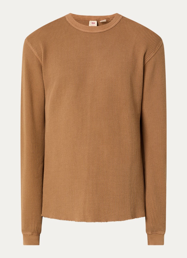 Levi's Heren Longsleeve met structuur in de kleur Donkeroranje