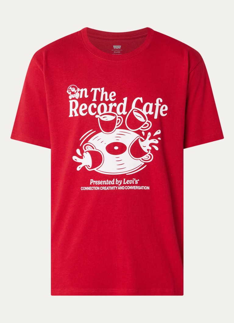 Levi's Heren T-shirt met front- en backprint in de kleur Rood
