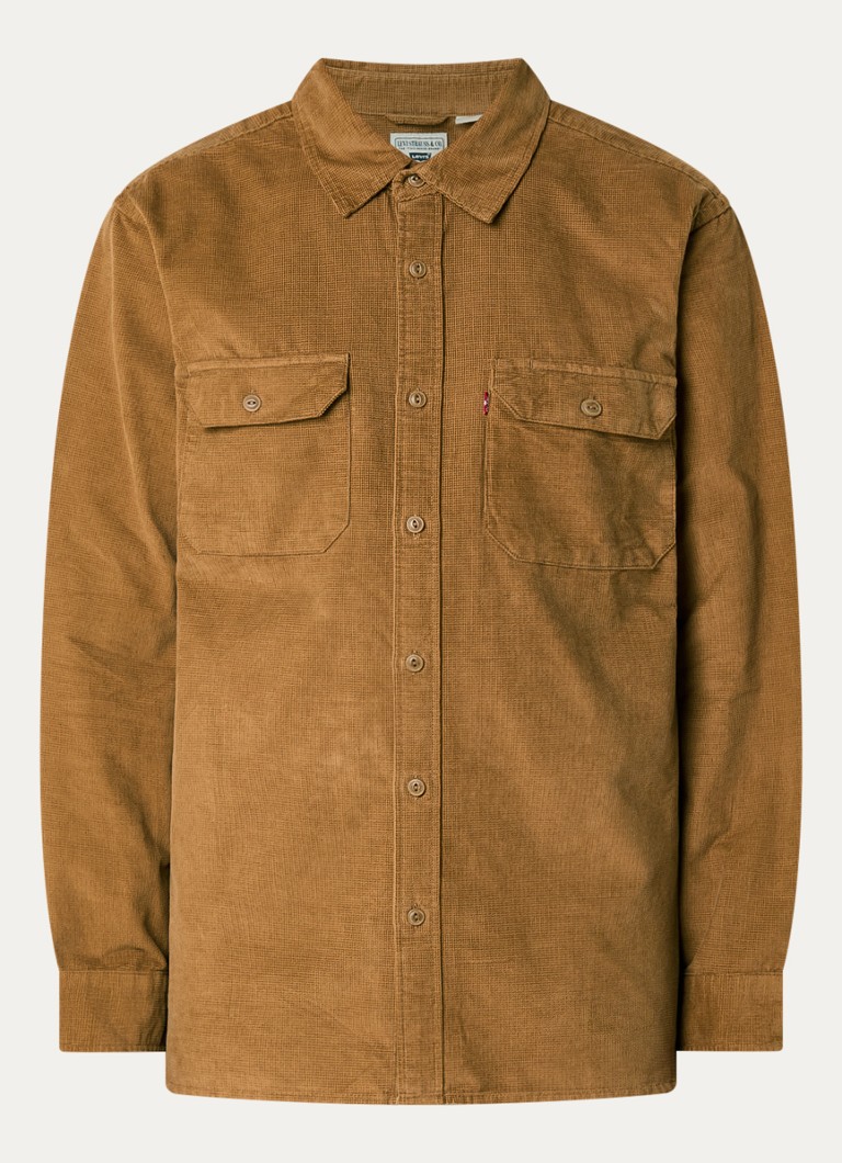 Levi's Heren Jackson regular fit overshirt van corduroy in de kleur Cognac