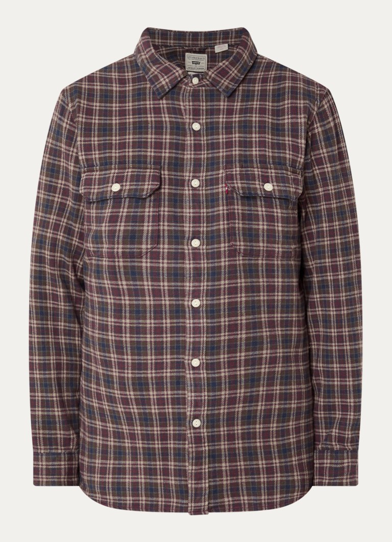 Levi's Heren Overshirt met ruitdessin en borstzak in de kleur Donkerrood