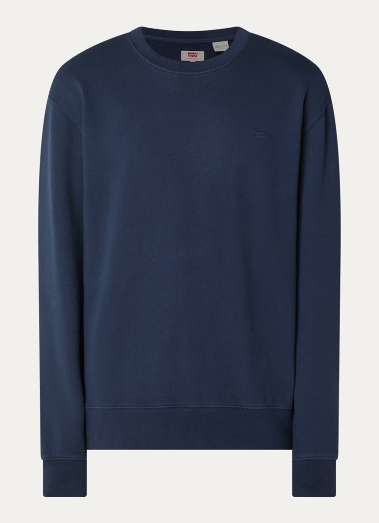 Levi's Heren Sweater met logoborduring in de kleur Donkerblauw