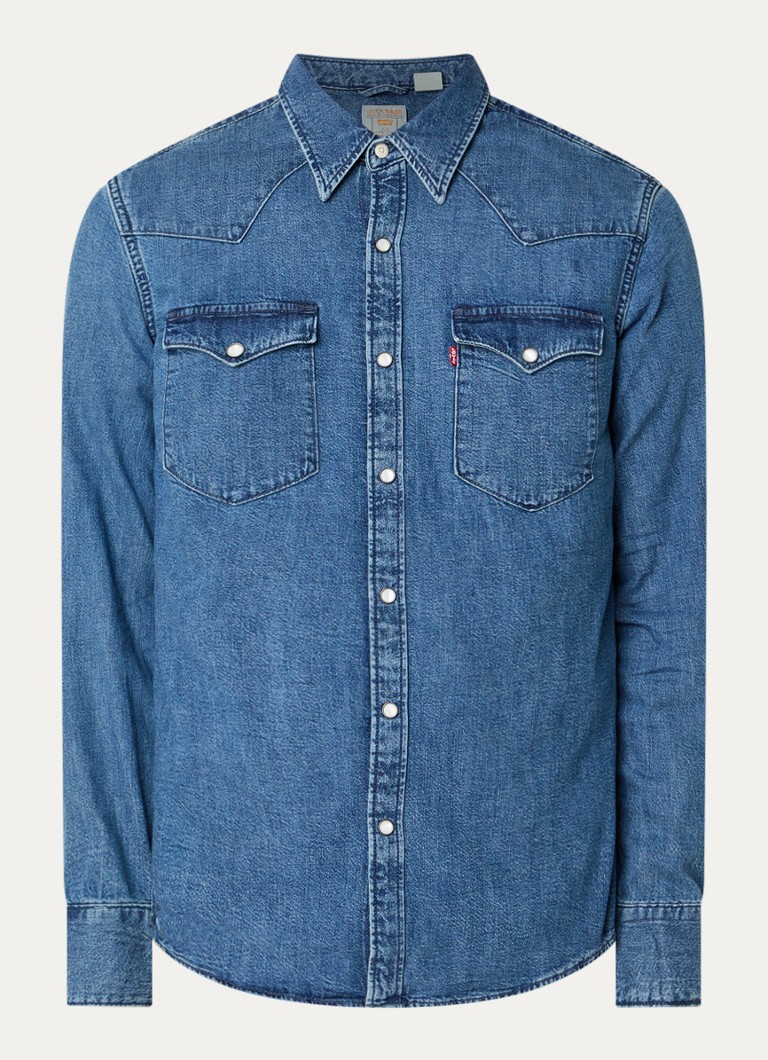 Levi's Heren Barstow regular fit overshirt van denim met borstzakken in de kleur Indigo