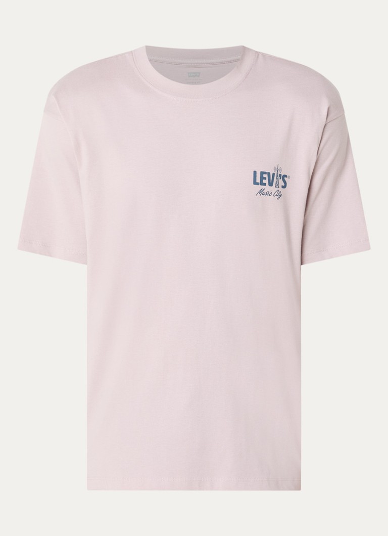 Levi's Heren T-shirt met logo- en backprint in de kleur Oudroze
