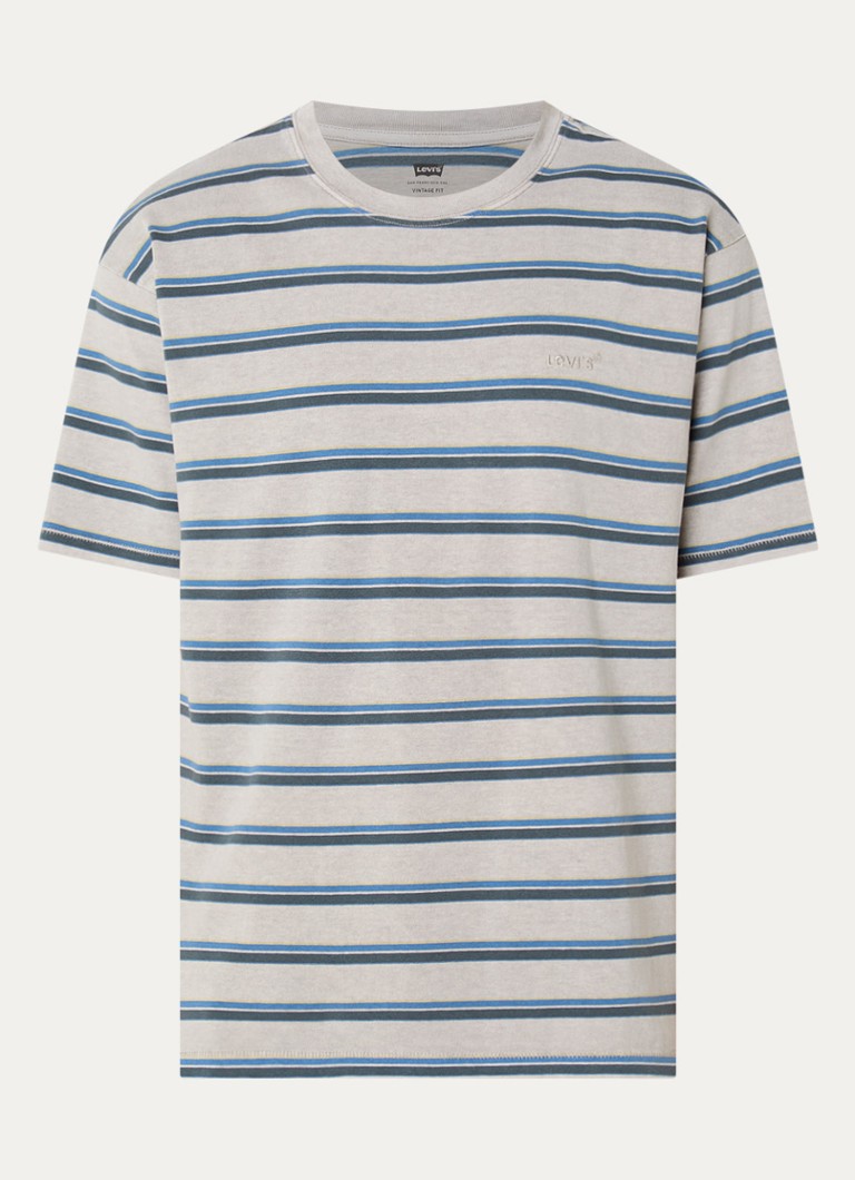 Levi's Heren T-shirt met streepprint in de kleur Lichtgrijs