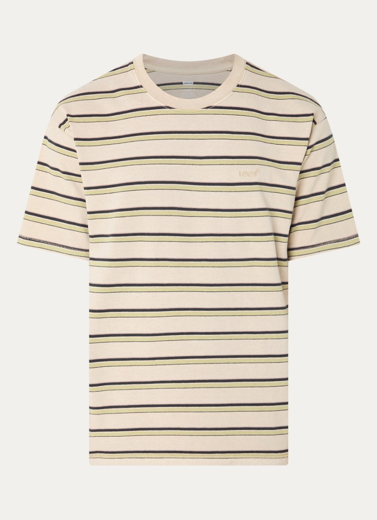 Levi's Heren T-shirt met streepprint in de kleur Beige