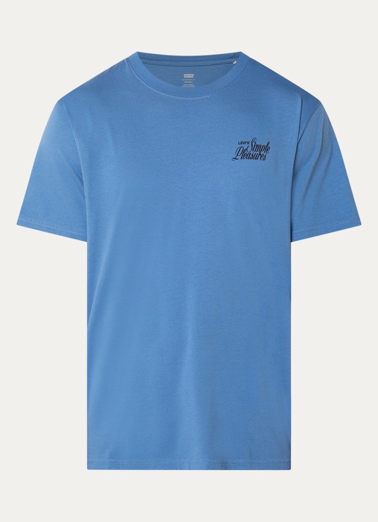 Levi's Heren T-shirt met logo- en backprint in de kleur Blauw
