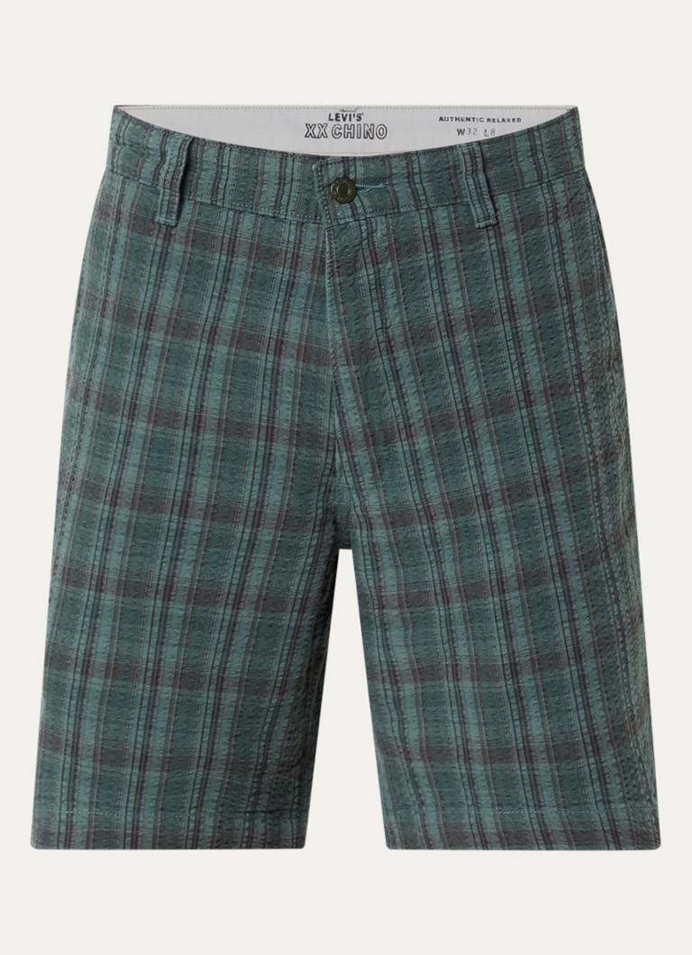 Levi's Heren XX Authentic loose fit korte chino met streepprint en structuur in de kleur Groen
