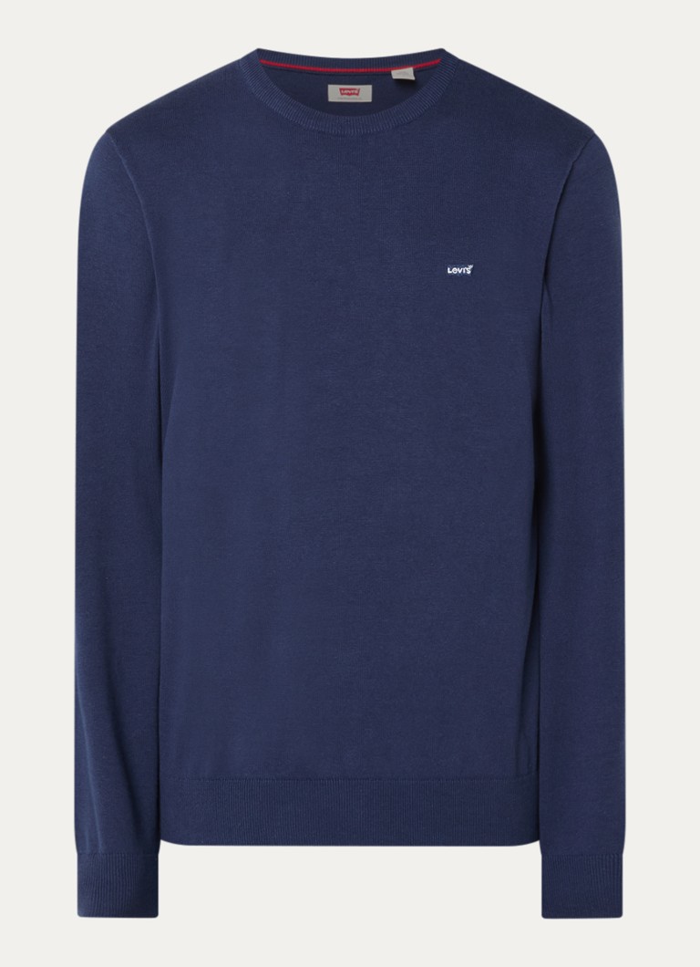 Levi's Heren Fijngebreide pullover met logoborduring in de kleur Donkerblauw