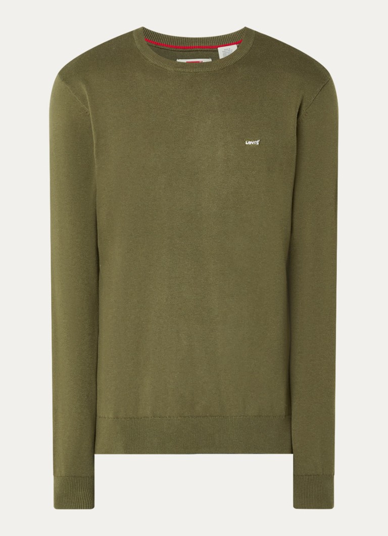 Levi's Heren Ivy fijngebreide pullover met logo in de kleur Mosgroen