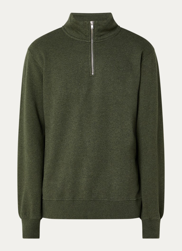 Levi's Heren Sweater met halve rits in de kleur Legergroen