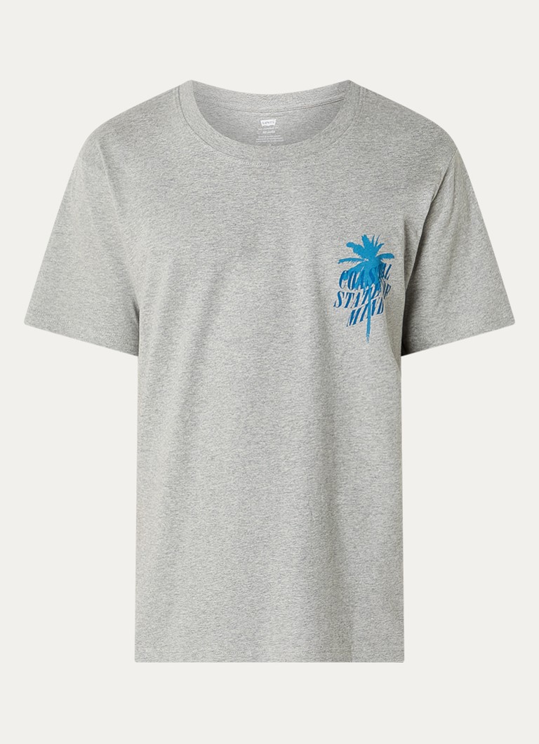 Levi's Heren T-shirt met front- en backprint in de kleur Grijsmele
