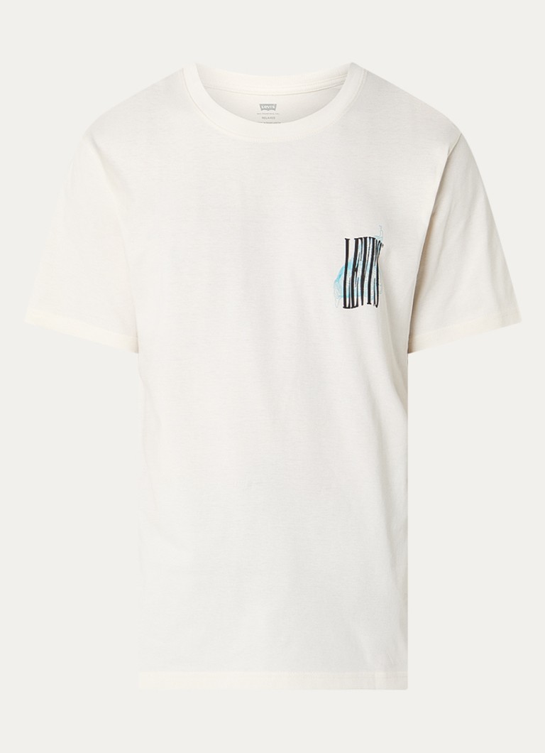 Levi's Heren Stillness T-shirt met logo- en backprint in de kleur Gebroken wit
