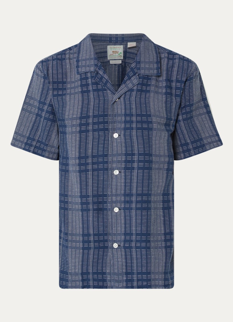 Levi's Heren Regular fit overhemd in linnenblend met borduring in de kleur Royalblauw