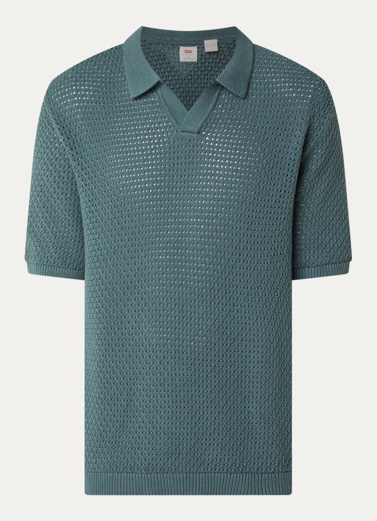 Levi's Heren Regular fit polo met V-hals in de kleur Staalblauw