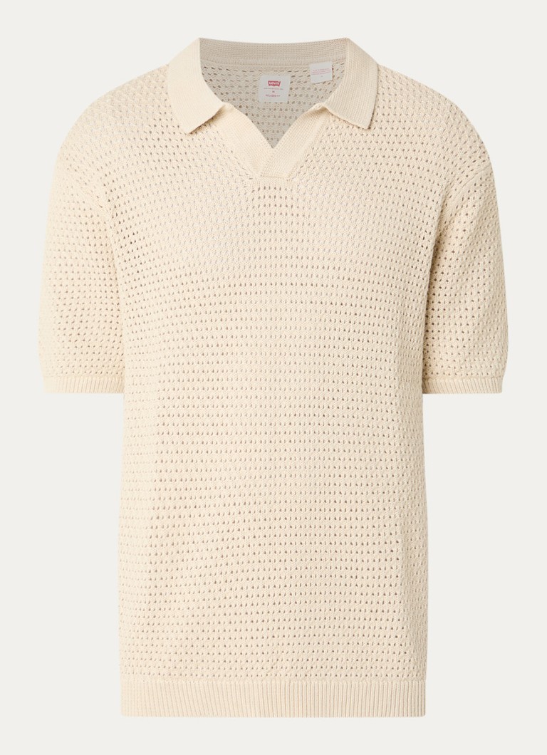 Levi's Heren Dillon regular fit polo met opengebreid dessin in de kleur Creme