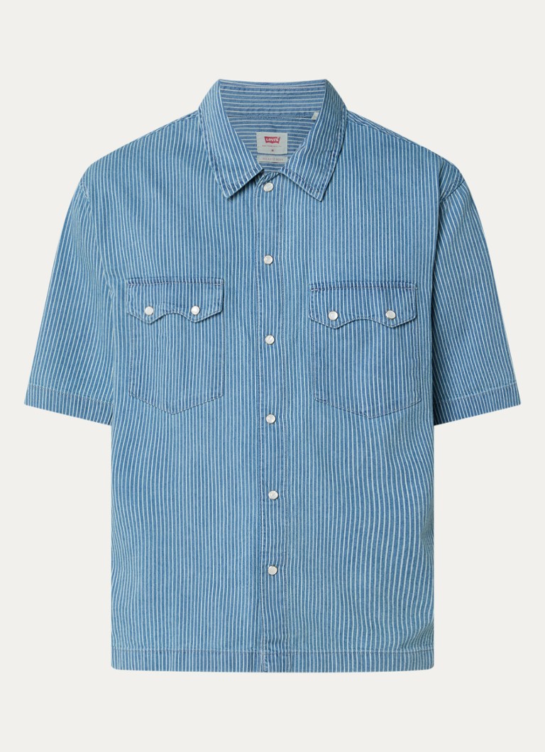 Levi's Heren Regular fit overhemd met streepprint in de kleur Staalblauw