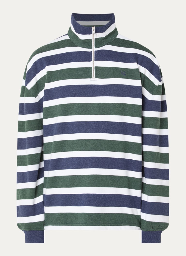 Levi's Heren Sweater met halve rits en logoborduring in de kleur Indigo