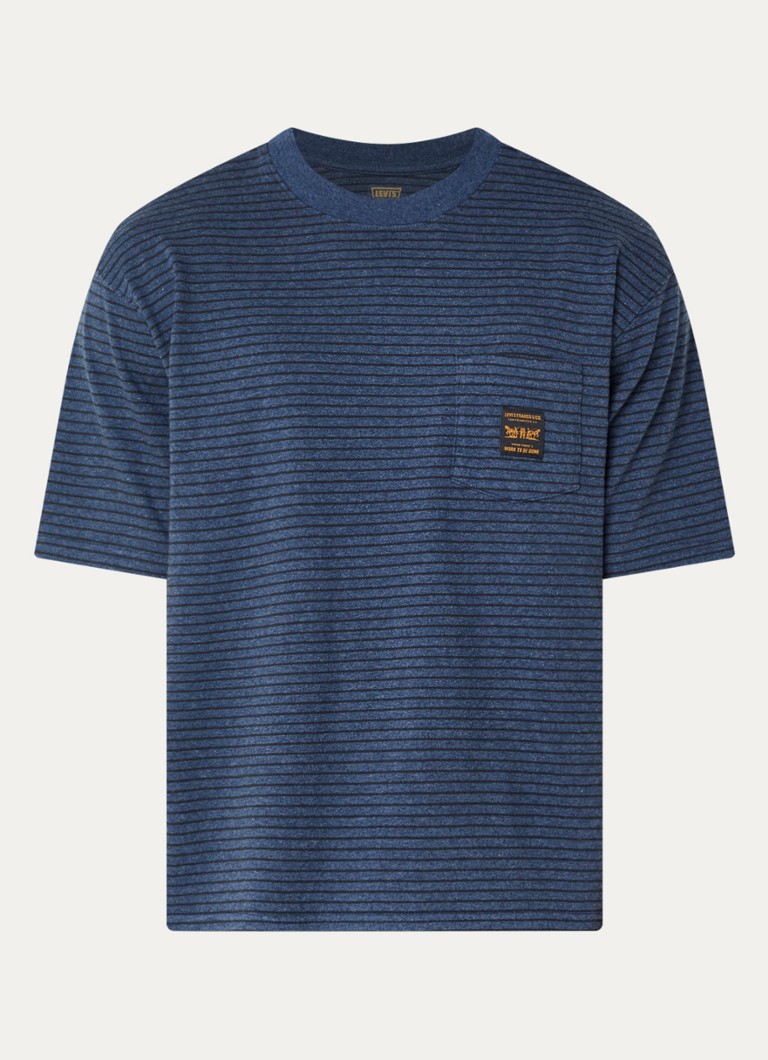 Levi's Heren T-shirt met streepprint met borstzak in de kleur Blauw