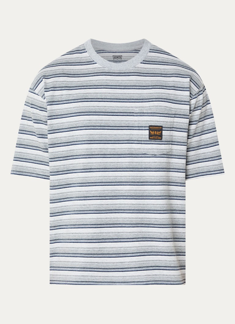Levi's Heren T-shirt met streepprint in de kleur Grijs