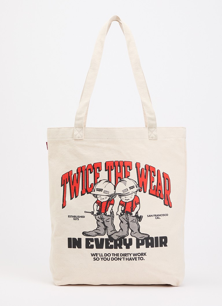 Levi's Heren Oranges Workwear shopper van canvas met print in de kleur Creme