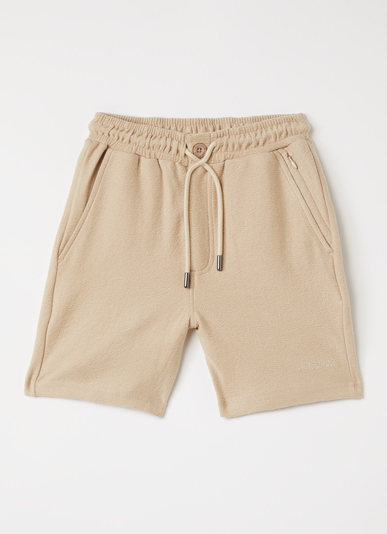 Airforce Jongens Fijngebreide straight fit korte joggingbroek van katoen in de kleur Beige, maat: 16J=176