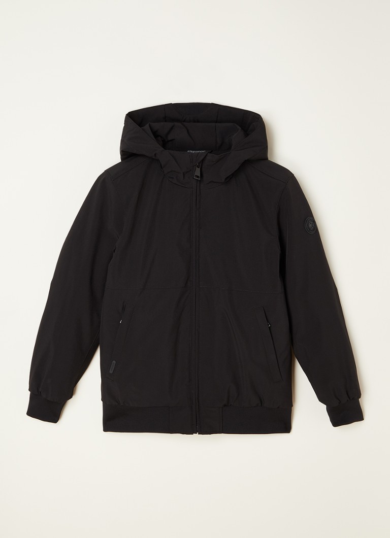 Airforce Jongens Gewatteerd bomberjack van softshell met capuchon in de kleur Zwart, maat: 176